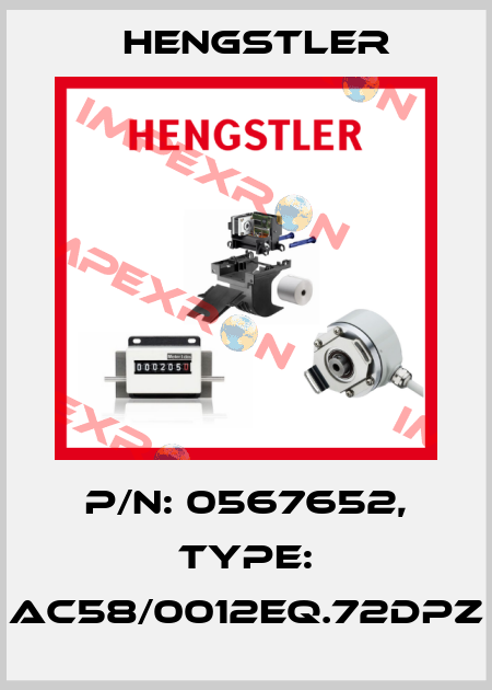 p/n: 0567652, Type: AC58/0012EQ.72DPZ Hengstler