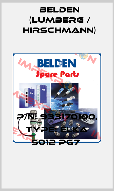 P/N: 933170100, Type: ELKA 5012 PG7  Belden (Lumberg / Hirschmann)