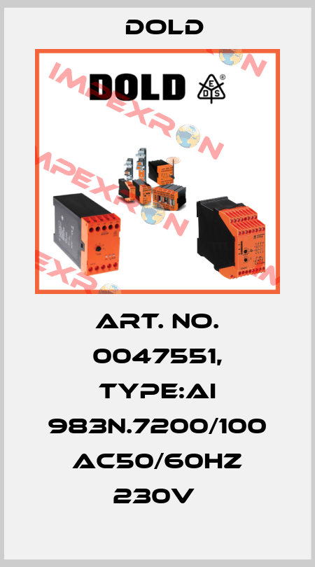 Art. No. 0047551, Type:AI 983N.7200/100 AC50/60HZ 230V  Dold