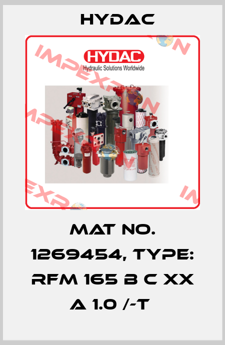 Mat No. 1269454, Type: RFM 165 B C XX A 1.0 /-T  Hydac