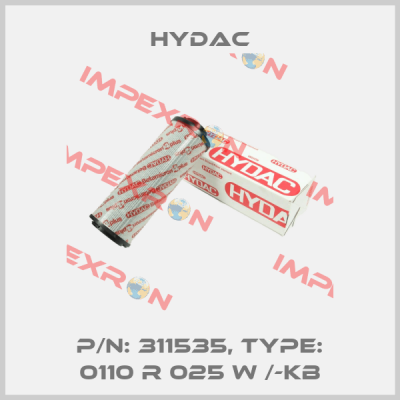 P/N: 311535, Type: 0110 R 025 W /-KB Hydac