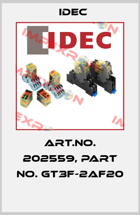 Art.No. 202559, Part No. GT3F-2AF20  Idec