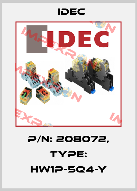 P/N: 208072, Type: HW1P-5Q4-Y Idec