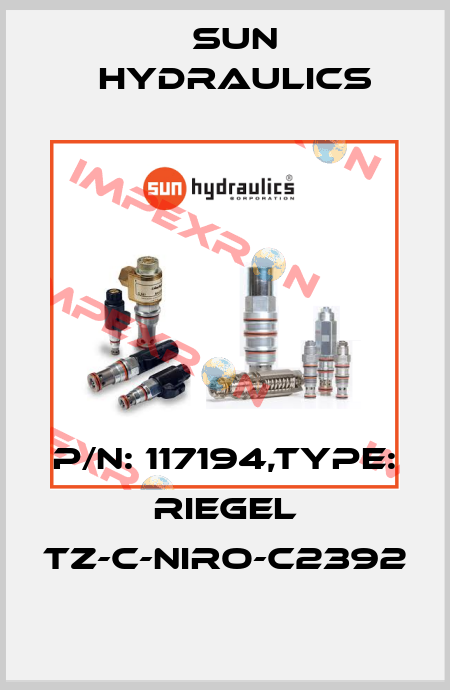 P/N: 117194,Type: RIEGEL TZ-C-NIRO-C2392 Sun Hydraulics