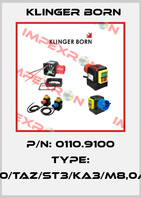 p/n: 0110.9100 type: K900/TAZ/ST3/KA3/M8,0A/KL Klinger Born