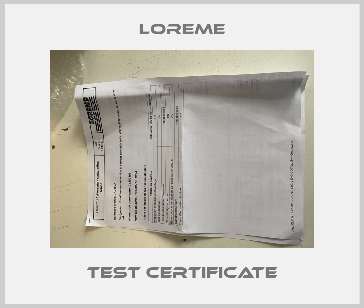 Test certificate Loreme