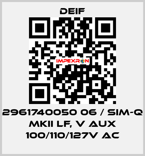 2961740050 06 / SIM-Q MKII LF, V aux 100/110/127V AC Deif