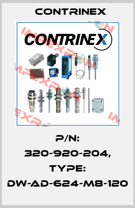 p/n: 320-920-204, Type: DW-AD-624-M8-120 Contrinex