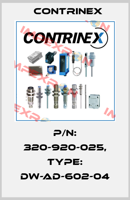 p/n: 320-920-025, Type: DW-AD-602-04 Contrinex
