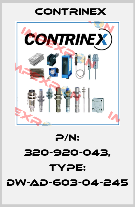 p/n: 320-920-043, Type: DW-AD-603-04-245 Contrinex
