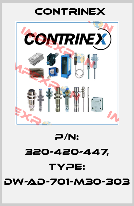 p/n: 320-420-447, Type: DW-AD-701-M30-303 Contrinex