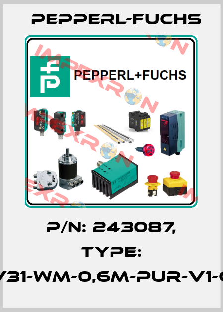 p/n: 243087, Type: V31-WM-0,6M-PUR-V1-G Pepperl-Fuchs