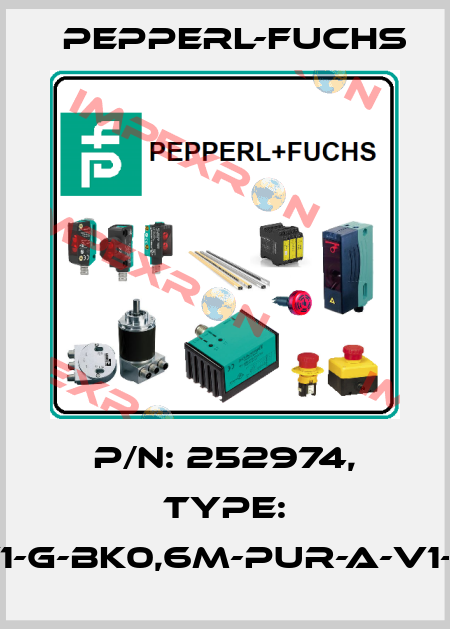 p/n: 252974, Type: V1-G-BK0,6M-PUR-A-V1-G Pepperl-Fuchs