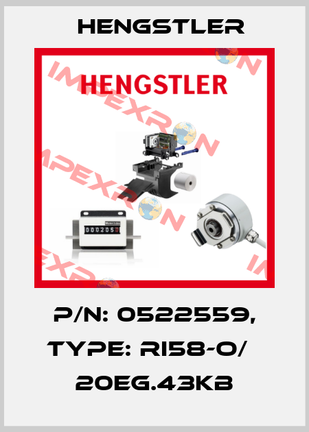 p/n: 0522559, Type: RI58-O/   20EG.43KB Hengstler