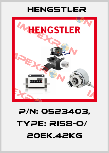 p/n: 0523403, Type: RI58-O/   20EK.42KG Hengstler