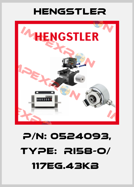 P/N: 0524093, Type:  RI58-O/  117EG.43KB  Hengstler