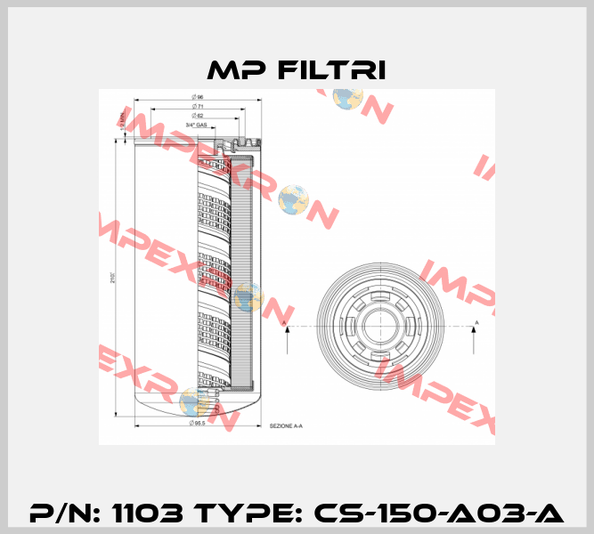 P/N: 1103 Type: CS-150-A03-A MP Filtri