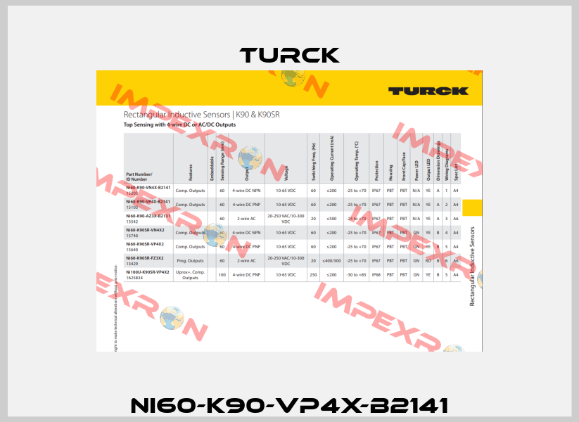 NI60-K90-VP4X-B2141 Turck